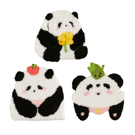 3 Pcs Lovely Repair Patches Iron on Embroidered Patches Cartoon Panda Sew On Decorative Appliques for Clothes Hat