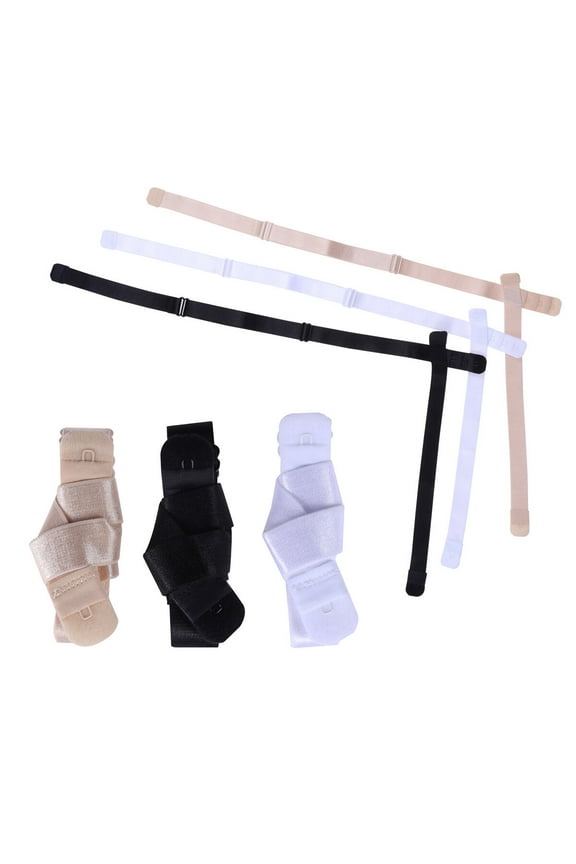 Straps For Bras Low Back Bralette Adjustable Extension Strap 3Pcs Black White Beige