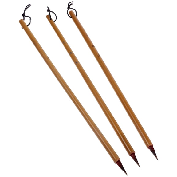Mobutofu Chinese Writing Brush Khaki 3Pcs 9.7In Cylindrical