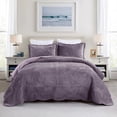 thumbnail image 1 of 3 Pcs Luxury Velvet Oversized Embroidery Quilted Quilt Set  Soft and Plush Bedding Set  Includes Quilt and Shams All-Season Comforter, 1 of 8