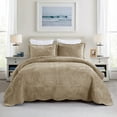 thumbnail image 1 of 3 Pcs Luxury Velvet Oversized Embroidery Quilted Quilt Set  Soft and Plush Bedding Set  Includes Quilt and Shams All-Season Comforter, 1 of 10
