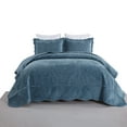 thumbnail image 1 of 3 Pcs Luxury Velvet Oversized Embroidery Quilted Quilt Set  Soft and Plush Bedding Set  Includes Quilt and Shams All-Season Comforter, 1 of 10