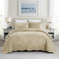 thumbnail image 1 of 3 Pcs Luxury Velvet Oversized Embroidery Quilted Quilt Set  Soft and Plush Bedding Set  Includes Quilt and Shams All-Season Comforter, 1 of 9
