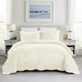 thumbnail image 1 of 3 Pcs Luxury Velvet Oversized Embroidery Quilted Quilt Set  Soft and Plush Bedding Set  Includes Quilt and Shams All-Season Comforter, 1 of 7