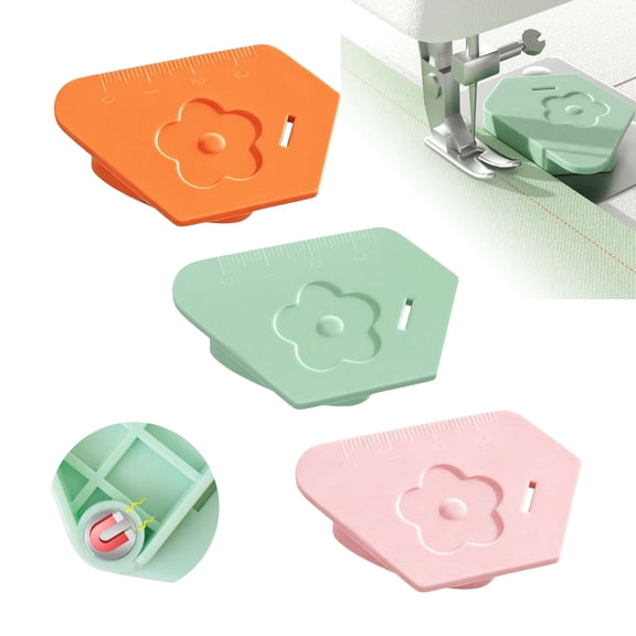 3 Pcs Magnetic Seam Guide for Sewing Machine, Universal Sewing Quilting Supplies, Multifunctional Hemmer Guide with Scale