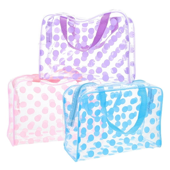 3 Pcs Makeup Organizers Travel Bag Clear Tote Zippered Bags See Through Pouch Cosmetic Toiletry Pouches Storage Nylon Vacation