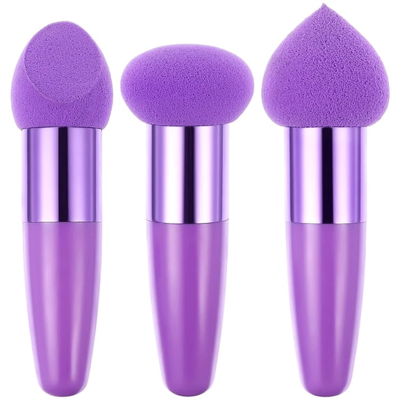 3 Pcs Makeup Sponge Set Mushroom Makeup Sponge with Handle Double-Ended Foundation for Blending Wet and Dry Dual-Use Powder Puff Compact 4.13 in Travel Face Applicator