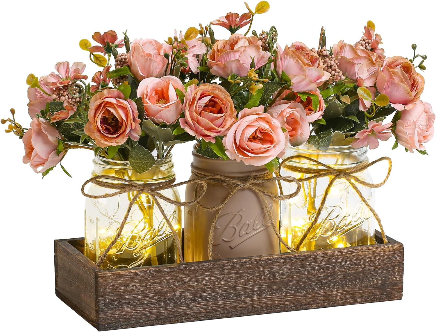 3 Pcs Mason Jar Centerpiece Table Decorations for Dining Table Decor