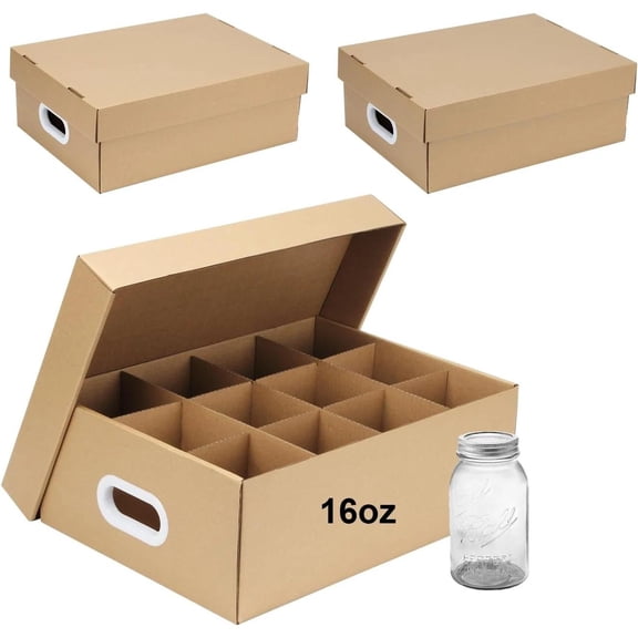 3 Pcs Mason Jar Storage Boxes, Cardboard Canning Jar Storage Boxes 16 Oz Canning