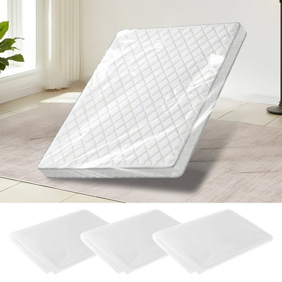 3 Pcs Mattress Moving Bag Clear Mattress Protector Waterproof Plastic Bed Cover Portable Bed Plastic Cover Protector for Traveling Outdoor Activities