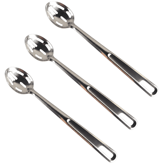 3 Pcs Medium 13 in Stainless Steel Slotted Spoons, 1.2 mm Thick Perforated Serving Spoon Set, 2.4 in Wide Head for Buffet, Restaurant, Food Service, Cooking, Party, Silver