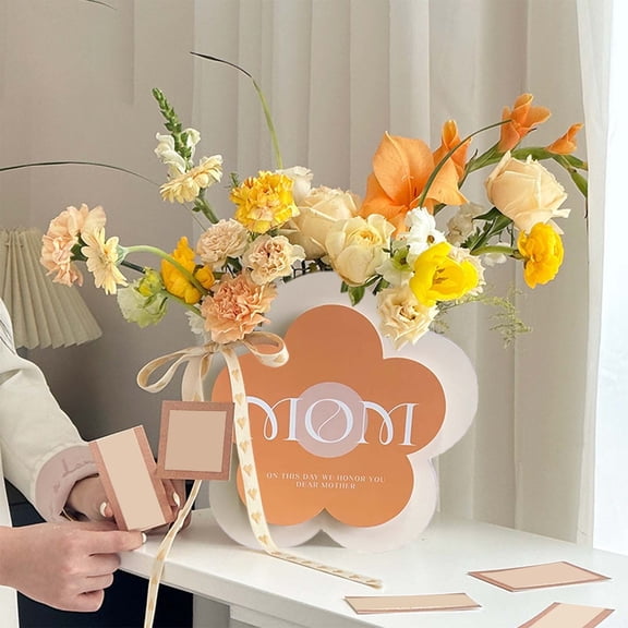 3 Pcs Medium Mother's Day Gifts Box, Crystal Beads Garland Strand, Multifunctional Bouquet Bags String, Reusable Mom Gift Box, Elegant Birthday Gift Box