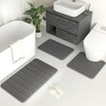 thumbnail image 1 of 3 Pcs Memory Foam Bath Mats Soft Absorbent Bathroom Rugs,Machine Washable Easy to Clean, Dark gray, 1 of 9