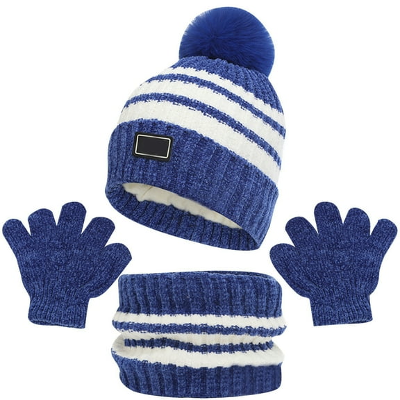 3 Pcs Men Winter Beanie Hat Casual Scarf and Touch Screen Gloves Set for Men