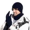 thumbnail image 1 of 3 Pcs Men Winter Beanie Hat Casual Scarf and Touch Screen Gloves Set for Men, 1 of 5