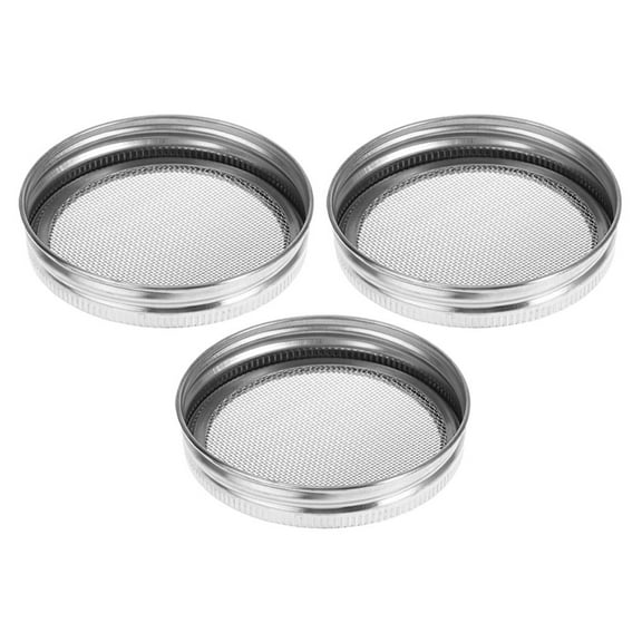 Homoyoyo Silver Stainless Sprouting Lids Wide Mouth Jar Covers 3Pcs