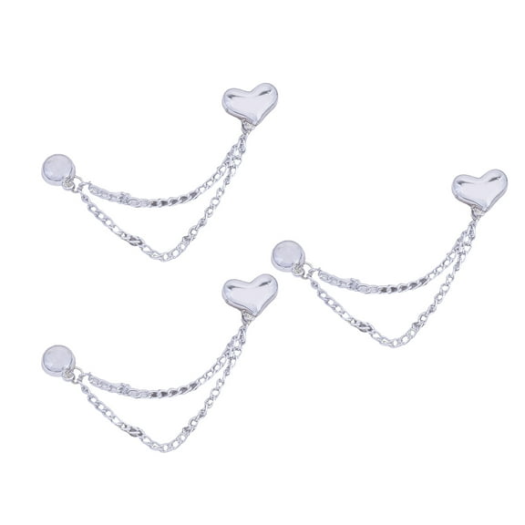 3 Pcs Metal Buttons Lovely Bear Clips Bows Buckles with Chain Heart Pants Clips