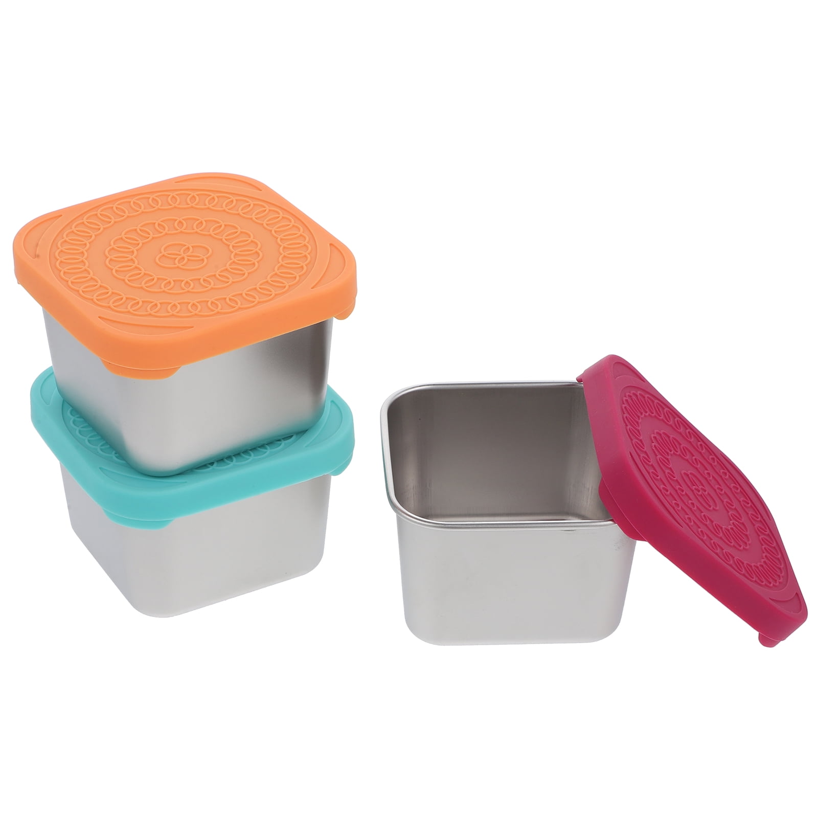 3 Pcs Metal Container with Lid Lunxh Boxes Bento+box Condiments