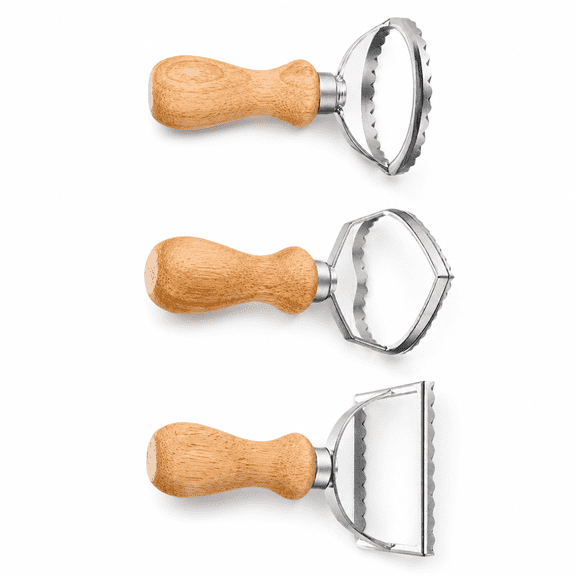 3 Pcs Metal Cookie Press & Dumpling Wrapper Mold Set Ravioli Tool