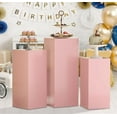 thumbnail image 1 of 3 Pcs Metal Display Pedestal Stands for Parties, Heavy Duty Rigid Material Square Display Tables for Party Dinner Wedding Birthday Cake Dessert Placement, Decoration Display Stand, Pink, 1 of 7
