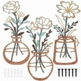 thumbnail image 1 of Xiyztok 3Pcs Metal Flower Wall Art Exquisite Metal Flower Vase Wall Art Rustic Farmhouse Decor for Living Room Bathroom Bedroom Kitchen, 1 of 8
