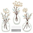 thumbnail image 1 of 3 Pcs Metal Flowers Wall Arts - Rustic Farmhouse Decor Beige Minimalist Flower Wall Decors 14x7.48, 1 of 11