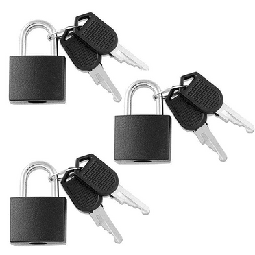 3 Pcs Metal Padlock 42mm Large Key Lock with 2 Key, ABS Shell Heavy Duty Waterproof Lock for Locker Home,Suitcases,Toolbox Indoor and Outdoors Use