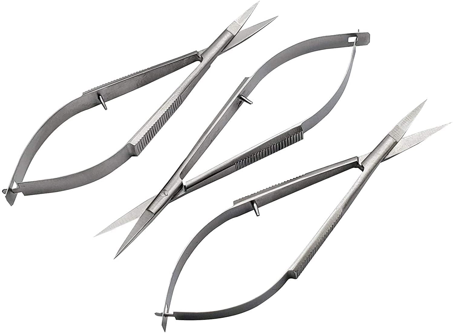 3 Pcs Micro Scissors 5.5" Straight Castroviejo Stitch Cutting Sharp Silver by Wise Linkers Brand