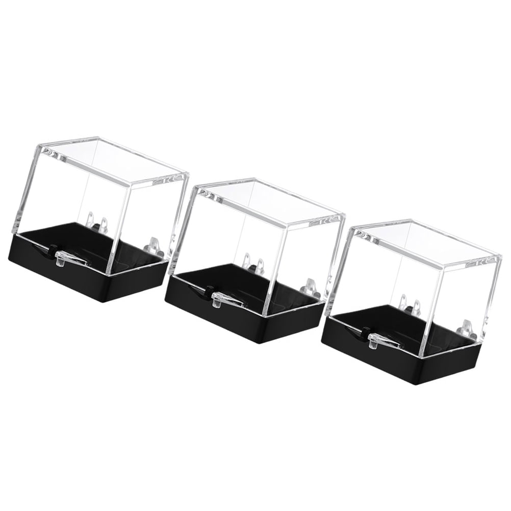 3 Pcs Mineral Standard Box Display Cabinet Mineral Display Case Clear ...
