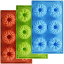 3 Pcs Mini Bundt Cake Pan for Baking,6Cavity Bundtlette Cake Silicone Mold for Baking,Non Stick Fancy Molds for Fluted Tube Cake