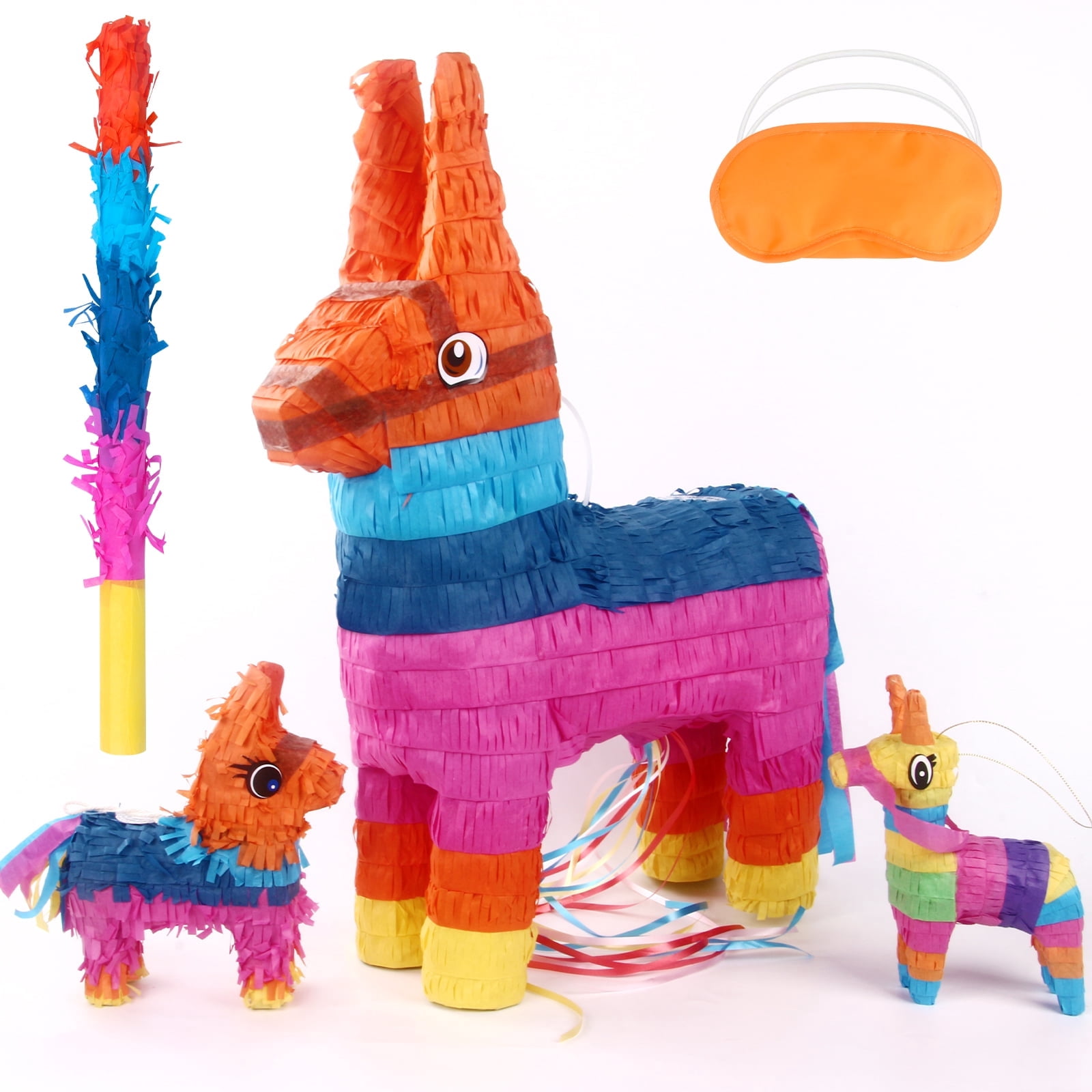 Pinata Birthday Party 3 Pcs Mini Donkey Pinatas for Kids Birthday Party Rainbow Color Party ...