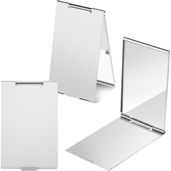 3 Pcs Mini Portable Folding Mirror, Ultra Slim Pocket Makeup Mirror Aluminum Shell Compact Cosmetic Mirror Small Travel Mirror for Purse (3.34 1.99 Inches)