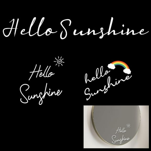 3 Pcs Mirror Stickers Hello Sunshine Mirror Decal Positive Affirmation Decal Motivational Quote Stickers for DIY Bathroom Bedroom Living Room Car Window Rearview Mirror for DIY Women