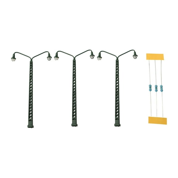 3 Pcs Model Railway Lights Lattice Mast Light Track for TT Model Building Layout, LED Lamps with Series Resistors for 12-16V Connection, Suitable for HO Scale Train Sets