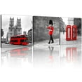 thumbnail image 1 of 3 Pcs Modern Giclee Canvas Prints London Black and White with Red Bus Union Jack British Guards Poster Telephone Booth Paintings on Canvas Stretched and Framed Ready to Hang for Home Decor, 1 of 6