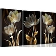thumbnail image 1 of 3 Pcs Modern Luxury Lotus Flower Canvas Wall Art White and Blue Floral Painting Pictures Wall Decor Posters Print Artwork for Living Room Bedroom Bathroom Office Home Decoration Unframed, 1 of 6