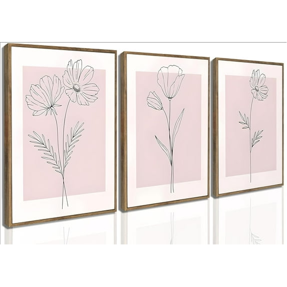 3 Pcs Modern White Floral Golden Leaves Canvas Wall Art Neutral Boho Beige Botanical Painting Pictures Nordic Wall Decor Posters Print Artwork for Bedroom Living room Office Home Decoration