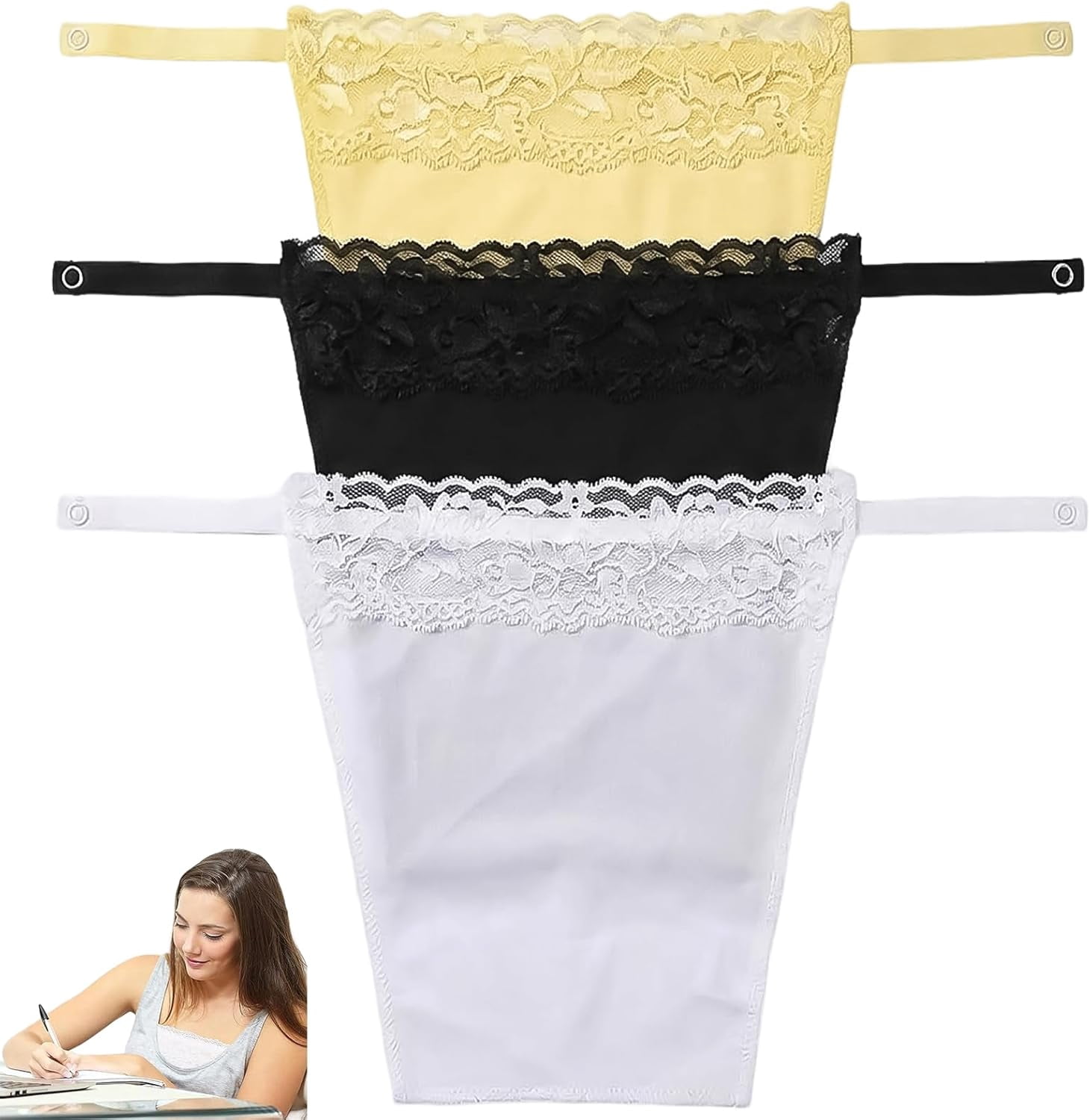 Modesty Overlay 3 Pcs Modesty Panels, Clip On Mock Camisole, Lace Insert Overlay, Bra ...