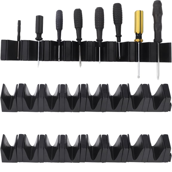 3 Pcs Modular Screwdriver Organizer, Space-Saving Magnetic Tool Storage Rack for Wrench & Screwdriver, Wavy Groove Design, Tool Holder for Toolbox, Workbench & Garage, Black