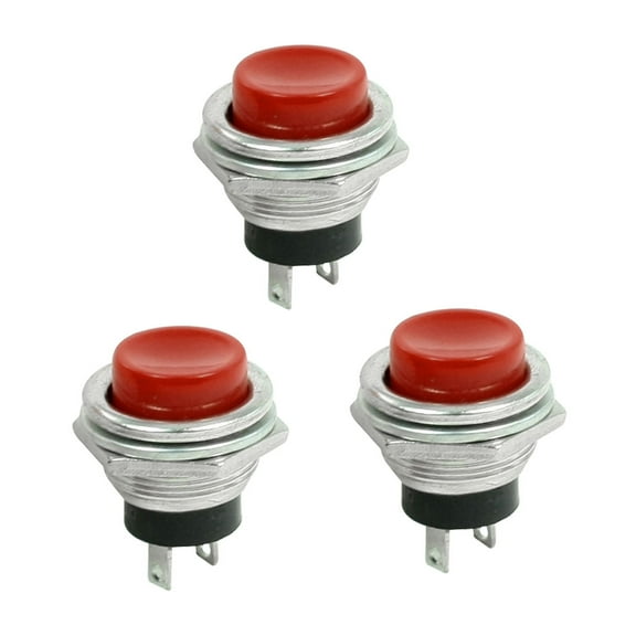 3 Pcs Momentary SPST NO Red Round Cap Push Button Switch 3A/125V