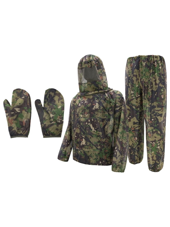 3 Pcs Mosquito Suit for Adult-Full Body Mosquito Net Suit Including Jacket Hood,Pants and Mitt Set-Outdoor Mesh Bug Protection from Bugs,Flies and Gnats