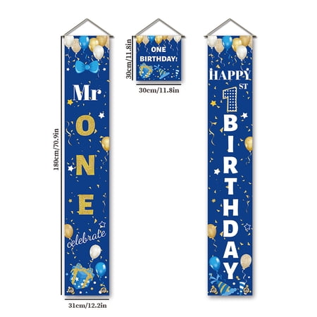 3 Pcs Mr. Onederful Birthday Banner Door Hanging Banner Flag Hanging Decorations Couplet Birthday Decor Sign Set Party SuppliesDIY