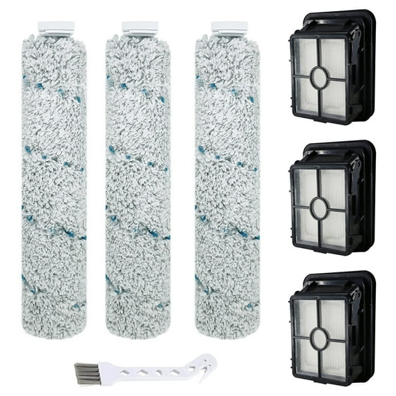 3 Pcs Multi-Surface Brush Rolls 2787 and 3 Pcs Vacuum Filters 1866 Compatible with Bissell CrossWave Max 2554 2590 2593 2596 2597 All in One Wet-Dry Vacuum Cleaner, Compare to Part 1618638 & 1608684