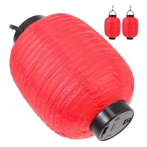 HEATSHAKING Sushi Restaurant Decor Red Paper Lanterns 3Pcs 8.7X5.9X5.9In