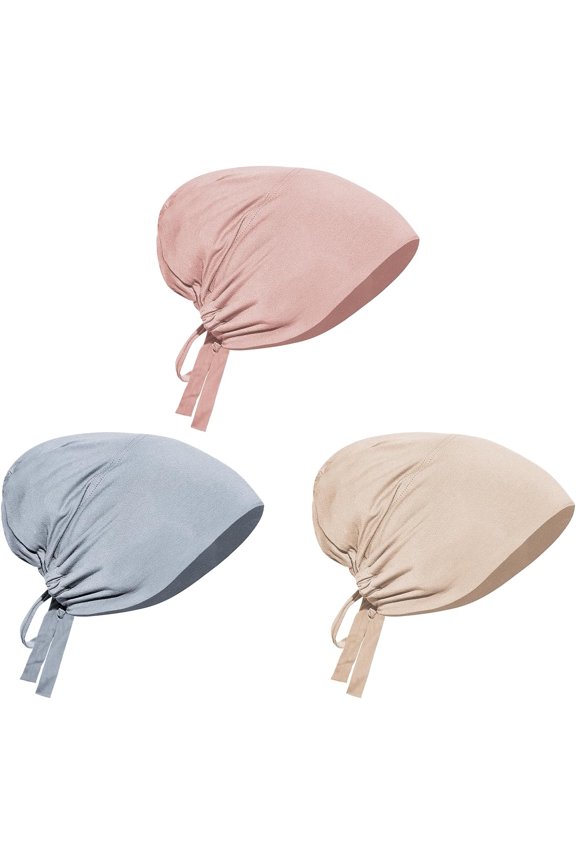 3 Pcs Muslim Inner Hijab Caps Women Solid Color Under Hijab Caps Stretchy Breathable Full Cover Undercap Tube Bonnet