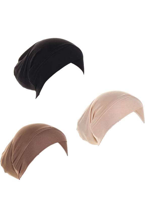 3 Pcs Muslim Inner Hijab Caps Women Solid Color Under Hijab Caps Stretchy Breathable Full Cover Undercap Tube Bonnet