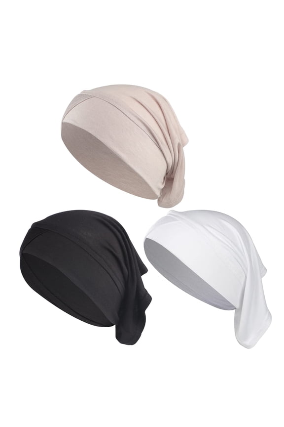 3 Pcs Muslim Inner Hijab Caps Women Solid Color Under Hijab Caps Stretchy Breathable Full Cover Undercap Tube Bonnet