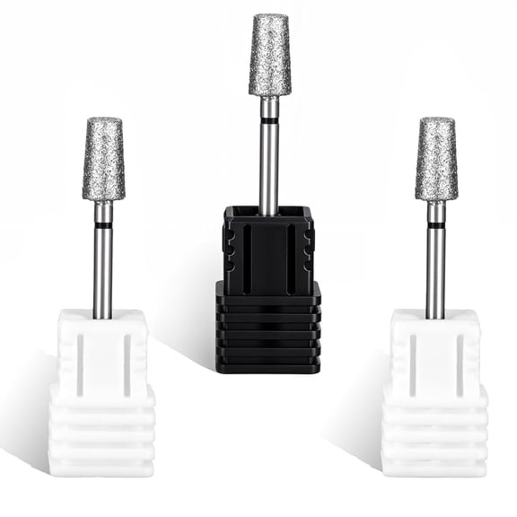 3 Pcs Nail Carbide Cylinder Bit, Tapered Barrel Carbide Diamond Sanding Bit Fast remove Acrylic or Hard Gel - 3/32" Shank - Manicure, Nail Art, Drill Machine