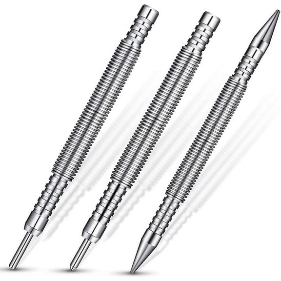 3 Pcs Nail Set and Hinge Pin Tool Center Punch Spring Loaded Nail Set for Door 1/32 Inch 1/16 Inch Dual , 1/8 Inch