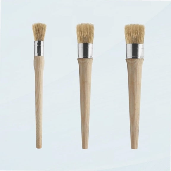 3 Pcs Natural Bristle Round Paint Brushes Hard Chalk Paint Wax Brushes Professional Glue Brushes for Upcycling Renovation Projects